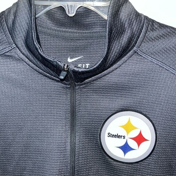 Nike Dri Fit Pittsburgh Steelers LS sweatshirt Shirt Gray Football NFL M T neck - Picture 2 of 5